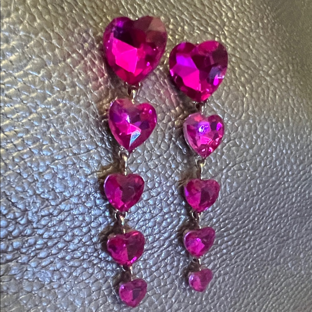 Pink Heart Drop Earrings